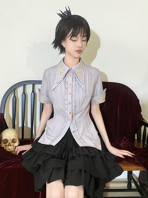 taobao agent [One reservation 9-24 end] Dental petal rose Gothic shirt lolita shirt [short-sleeved short model]