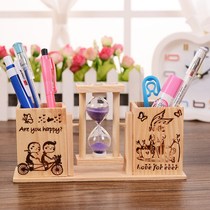 Multi-function pen holder creative fashion Korean small fresh students cute childrens desktop ornaments with hourglass function