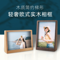  Simple trapezoidal beech photo frame 6 inch 8 inch photo frame custom logo picture frame acrylic wooden small table wash photos
