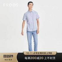 ERDOS mens 21 spring and summer new shirt collar single breasted vertical stripe short-sleeved thin mens shirt business gentleman