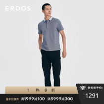 (Xinjiang cotton)ERDOS 21 spring summer new small lapel mulberry silk dark pattern short-sleeved mens T-shirt polo shirt