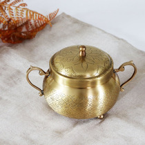 Fei Ling home imported European hand carved storage jar tea pot brass handicraft creative ornament collection