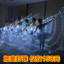 Adult led gold wings with white light transparent fluorescent butterfly stage props show glowing fairy bar