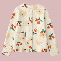 Soft cute bear pajamas women autumn and winter cotton padded cotton thickened warm cotton home clothes long sleeves air cotton house clothes