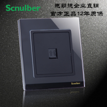 Type 86 wall switch panel S12 black tempered glass four-cell phone call landline TEL socket