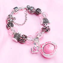 Thai Buddha Brand Turbulence Phase II Luon Pink Crystal Bracelet Necklace Girls Sterling Silver Pendant