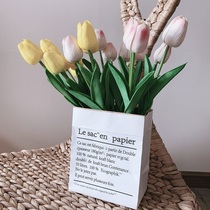 Mini Kraft paper bag flower basket flower bag paper storage bag double dried flower decoration desktop finishing bag