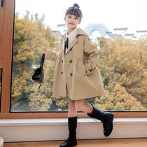  The new autumn parent-child outfit temperament British style childrens clothing men and womens medium-length windbreaker wild loose fashion jacket