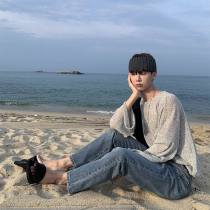White mouth yang cool breathable round neck pullover knitted tee loose thin section daily casual summer fashionable long sleeve