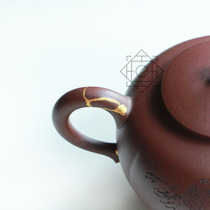  Zhongshe Lacquer art Golden jade Purple sand pot repair Wen play Jade ceramic antique repair