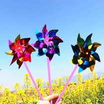 Hot outdoor plastic sheet small windmill Kindergarten students Children diy stall square toy factory direct sales