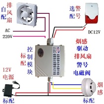Anruixin new temperature smoke alarm linkage 220V exhaust fan fire sensing control fan smoke sensing linkage