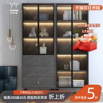 Light luxury bookcase living room with glass door floor-to-ceiling bookcase combination locker children Students storage solid wood storage rack