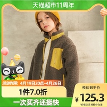 Plant wood children clothing lamb wool Coloured children cotton clothes 2020 New winter clothing foreign air sports collage boy coat tide