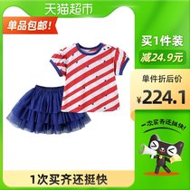 British baby set female baby round neck short sleeve shirt pants casual suit 2021 spring and summer New