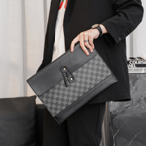New Fashion Hands Pack Mens Bag Cortex 100 Hitch Large Capacity Hand Grip Pack Trendy Plaid Letter Enveloping iPad Package