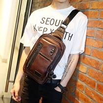 Korean Version New Mens Chest Bag Tide Color Men Styling Crazy Horse Chest Front Bag Casual Single Shoulder Skewed Cross Pack