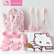 Kitchen baking tools 8 pieces set kitty childrens parent-child DIY biscuit Ma Fen cake mold household mold