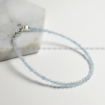 Ciel original handmade natural ice sea blue treasure bracelet 2mm very fine cut face folding anklet necklace March Stone