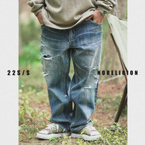 NORELIGION day series Heavy work washed blue for old knife cuts and vandalism jeans Mens no faith 01-14