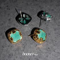 Boonee Alus Original Retro Earrings GOLD ICE CRYSTAL EARRINGS ROUND FACE SUITABLE FOR UNIQUE EXAGGERATED EARDRESSES