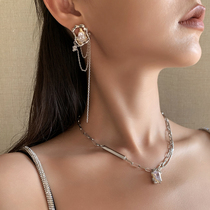 BOONEE ◆ original design chain bundle gem Contrast Color Lava texture choker necklace earrings ring female