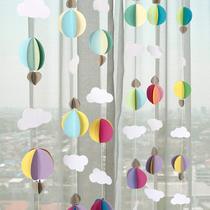  Kindergarten classroom Huanchuang partition decoration pendant Door curtain cloud pull flower hanging school season activity arrangement pendant