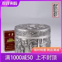 655 grams of Chinese overseas return antique silverware in the late Qing Dynasty sterling silver full man knife horse Dan Character Hero will candy box