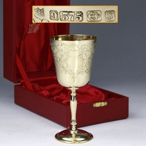  135g 1867 Birmingham England 9K pure gold gold solid gold high-legged wine glass Western Antique Silverware