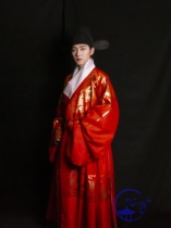 Ming-style Hanfu custom woven gold peacock persimmon pattern drag and drop loose