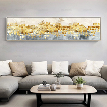 Hand-painted abstract oil painting Modern simple living room sofa background wall Bedroom bedside model room Light luxury gold leaf hanging painting