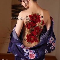KING TATTOO PATCH Waterproof Female Lasting Shadow Building Oversized ancient dress Write True Red Mudan Post Belly Back