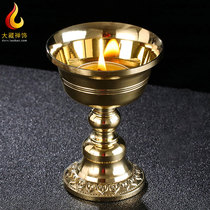 Tibetan Buddhist supplies for pure copper Gesang flower ghee lamp holder ever light for Buddha candle holder polished oil lamp