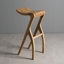 Nordic log net red bar chair Household solid wood dining table chair Simple leisure front desk high stool Peoples accommodation bar chair