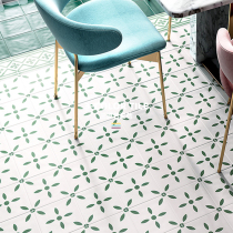 Three primary colors dark green small tiles Bathroom kitchen bathroom flower tiles Nordic retro balcony floor tiles 200