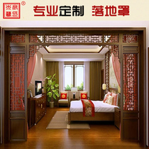 Dongyang wood carving Chinese antique decoration decoration solid wood TV background wall landing cover moon door partition grid