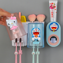 Cartoon Toothbrush Shelf Wall-mounted Lovers Toilet Gargling Cups Children Toothbrushing Teeth Cup Toothcup Family Suit