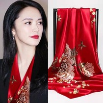 Special direct sales abroad gifts Chinese style 90*90cm large towel simulation silk scarf scarf shawl spring and autumn new