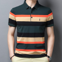 Summer short-sleeved polo shirt lapel t-shirt mens casual Paul high-end loose mercerized cotton tide brand half-sleeve t-shirt