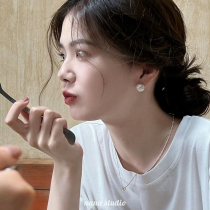 Pearl Ear Nail Daughters blogger fever same style retro home crystal fritillary earrings woman s925 pure silver ear clip