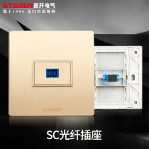 Famous open electric wall concealed two computer network fiber optic panel champagne gold one SCC fiber socket