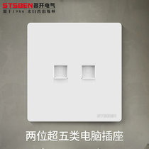 Type 86 wall concealed dual-port broadband network panel two-position ultra-five network cable socket two-position computer socket