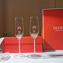 Rose champagne glass double gift box DEESSE boutique handicraft wine glass custom exquisite packaging