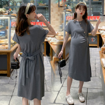 Maternity dress Summer dress European and American style high temperament short-sleeved summer top Large size small summer skirt