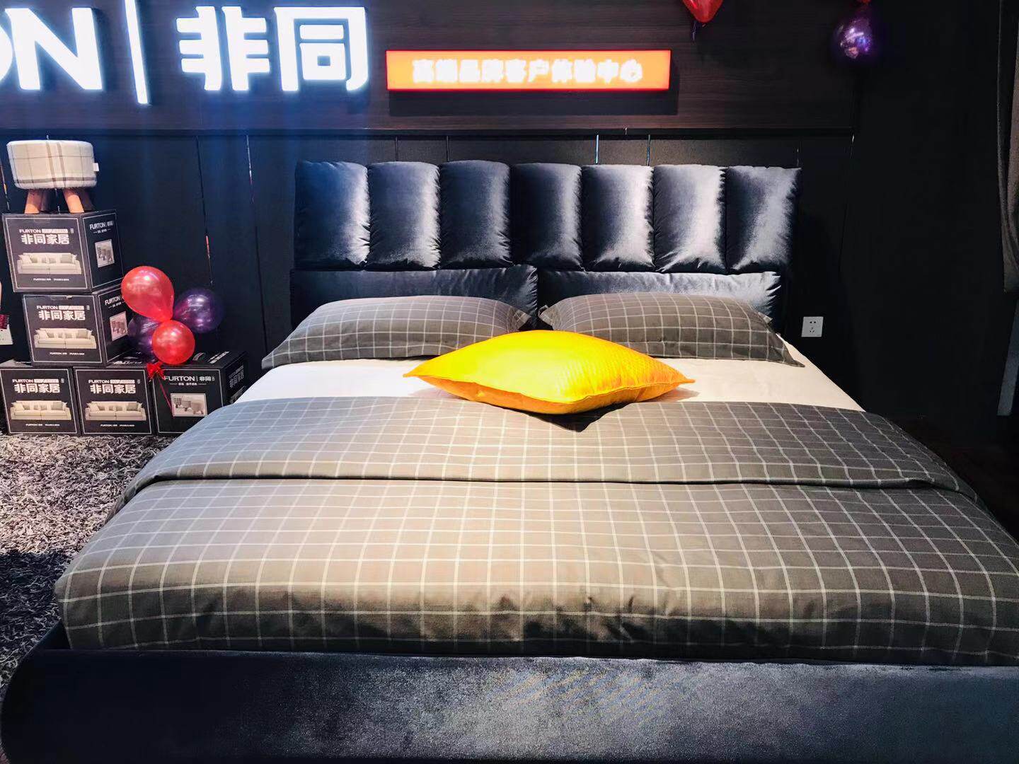 非同家居布艺经典软床床架(星巴克)纵向床头蓬松舒适护颈助眠