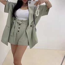 Net red temperament thin solid color small suit short-sleeved jacket Female Korean version ins Foreign style age-reducing casual shorts suit