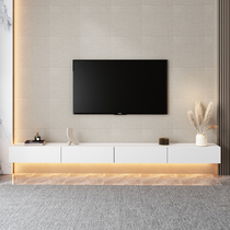 Integrated wall-mounted wall TV cabinet solid wood small family type living room suspended thin narrow and suspended bedroom TV enclosure