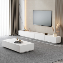 Minimalist modern minimalist solid wood TV cabinet living-room tea table combination white baking lacquered floor cabinet 40 high-section containing cabinet