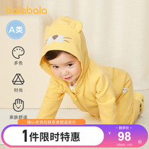 Balabala baby clothes one-piece clothes autumn clothes baby out to hold clothes newborn clothes climbing clothes cute fun open crotch Foreign Air