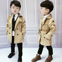 Childrens Windcoat Jacket 2023 Spring Autumn New Boy Yinglun Windboy Clothing Mens Baby Medium Long Mid Blouse